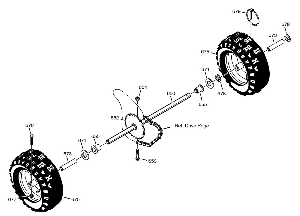 Wheels Diagram and Parts List for 627804X89C 2001 Briggs and Stratton Snow Blower